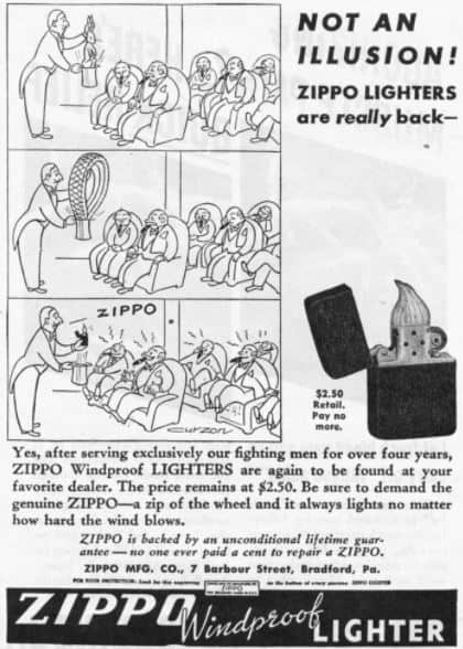 Iklan kembalinya Zippo